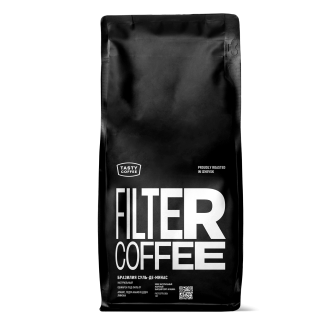 Tasty Coffee Бразилия Суль-де-Минас, кофе в зернах 1 кг 006281 - фото 6209